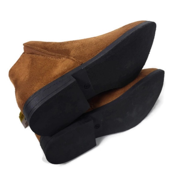 Ankle Booties Faux Vegan Suade Brown Boots Fashion - Picture 7 of 8